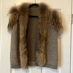 Wool and Rabbit fur vest with buttons. Like new.